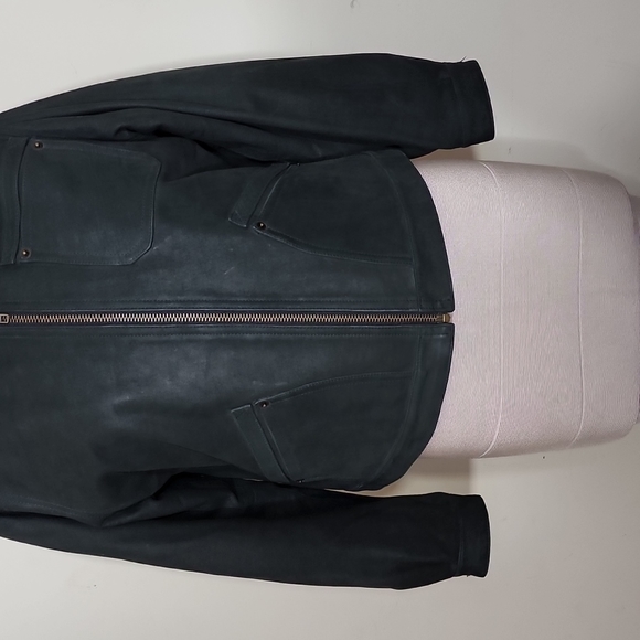 The Territory Ahead Green Leather Full Zip Jacket Size MP - Picture 3 of 6